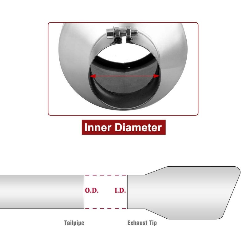 Upower Universal Diesel Trucks Car Exhaust Tip 4 Inch Inlet 6" Outlet 15" Long Stainless Steel Bolt-On - Image 3
